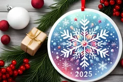 Round Christmas Ornament Sublimation|Clipart Product Image 2