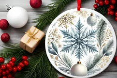 Round Christmas Ornament Sublimation|Clipart Product Image 2