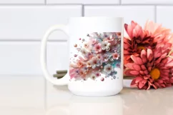 Metallic Cherry Blossom Watercolor Clipart Product Image 2