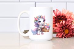 Cute Baby Unicorn with Flowers | Sublimation | Clipart Product Image 2