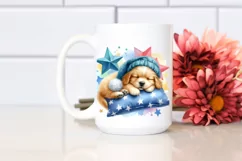 Colorful Baby Dog Napping on a Star | Sublimation Clipart Product Image 2