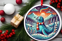 Round Christmas Ornament Sublimation|Clipart Product Image 2