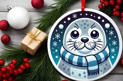 Round Christmas Ornament Sublimation|Clipart Product Image 2