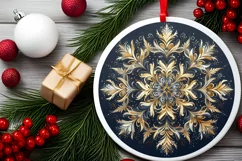 Snow Flake Christmas Round Cute Ornament Sublimation Product Image 1