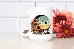 Retro Colorful Half Moon with Hanging Stars, Transparent PNG Product Image 2