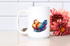 Colorful Watercolor Chicken on Moon Clipart Product Image 2