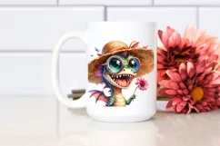 Watercolor Dragon with Sun Hat, Transparent PNG Product Image 2