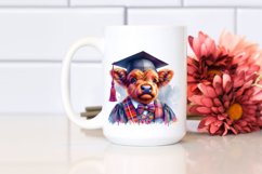 Colorful Baby Highland Cow Graduation PNG Product Image 2