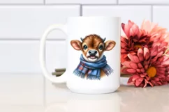 Watercolor Baby Cow Portrait with Scarf Product Image 2