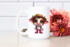 Expressive Baby Cow with Big Eyes | Sublimation | Clipart Product Image 2