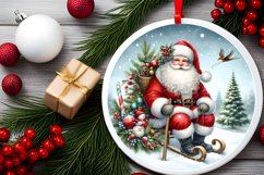 a Watercolor Santa Christmas Ornament Sublimation PNG Product Image 2