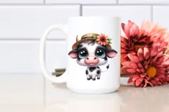Watercolor Baby Cow with Hat Standing Up Product Image 2