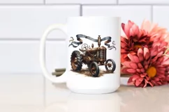Vintage Rusty Tractor with Ribbons | Watercolor Clipart Product Image 2