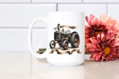 Vintage Rusty Tractor with Ribbons | Watercolor Clipart Product Image 2