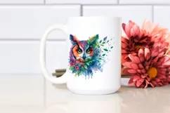 Abstract Owl with Plant Leaves, PNG Product Image 2