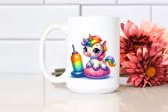 Vibrant Baby Unicorn with Pumpkin | Clipart Product Image 2