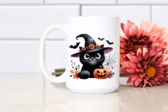 Funny Halloween Black Cat Clipart PNG Product Image 2