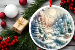 Round Christmas Ornament Sublimation|Clipart Product Image 2