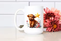 Cute Baby Highland Cow with Flower Basket | Sublimation | Product Image 2