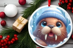 Round Christmas Ornament Sublimation|Clipart Product Image 1