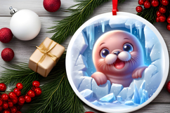 Round Christmass Ornament PNG Product Image 2