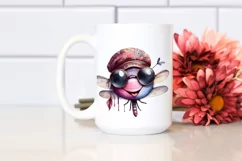 Funny Cute Dragonfly Portrait | Watercolor Clipart Product Image 2