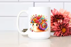 Cartoon-Style Vibrant Snail with Flower Crown | Clipart Product Image 2