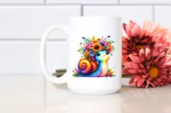 Cartoon-Style Vibrant Snail with Flower Crown | Clipart Product Image 2