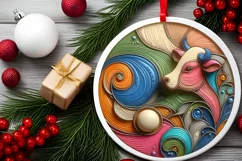 Round Christmas Ornament Sublimation|Clipart Product Image 2