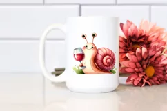 Funny Cute Wine-Sipping Snail | Sublimation | Clipart Product Image 2