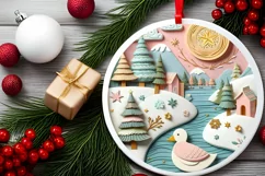 Colorful Pastel Round Christmas Scene with Duck 3D Material Product Image 1