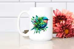 Abstract Bird with Plant Leaves, PNG Product Image 2