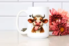 Funny Cute Cow Portrait | Watercolor Clipart Product Image 2