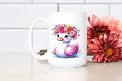 Cartoon-Style Vibrant Swan with Flower Crown | Clipart Product Image 2