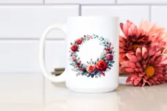 Vibrant Red Roses Wreath | Sublimation Clipart Product Image 2