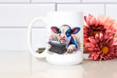Colorful Baby Cow Typewriter PNG Product Image 2