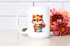 Colorful Smiling Baby Squirrel in Bucket Clipart Product Image 2