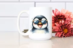 Funny Cute Penguin Portrait | Watercolor Clipart Product Image 2