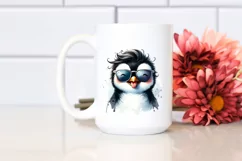 Funny Cute Penguin Portrait | Watercolor Clipart Product Image 2
