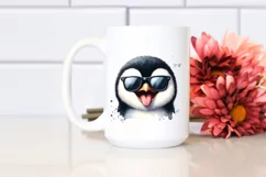 Funny Cute Penguin Portrait | Watercolor Clipart Product Image 2