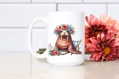 Watercolor Beach Chair Walrus Clipart Product Image 2