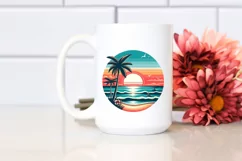 Retro Tropical Beach Sunset Clipart | Clipart Product Image 2