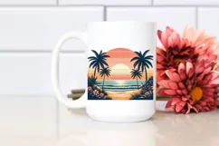 Retro Tropical Beach Sunset Clipart | Clipart Product Image 2