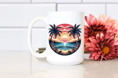 Retro Tropical Beach Sunset Clipart | Clipart Product Image 2