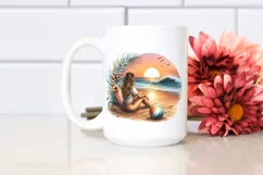 Watercolor Brittany at Sunset on the Beach | Clipart Product Image 2