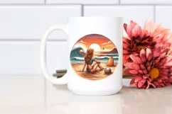 Watercolor Brittany at Sunset on the Beach | Clipart Product Image 2