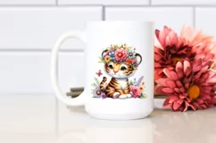 Cartoon-Style Vibrant Tiger Sitting on a Flower | Clipart Product Image 2