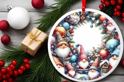 Winter Gnomes Round Ornament Sublimation PNG Product Image 2