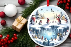 Winter Penguins Snow Scene Sublimation PNG Product Image 2