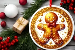 Round Christmas Ornament Sublimation|Clipart Product Image 1